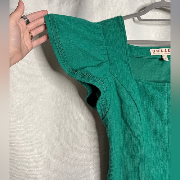 Anthropolgie Dolan Green Left Coast Structured Flutter Top Small - Picture 7 of 11